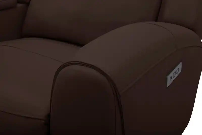 78 Top-Grain Genuine Leather Power Reclining Loveseat with Console - Silverado Chocolate Brown