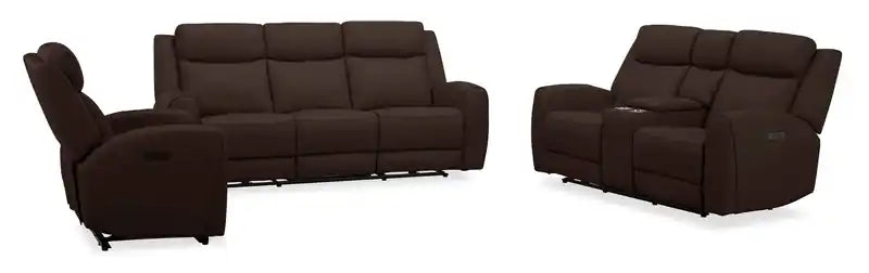 78 Top-Grain Genuine Leather Power Reclining Loveseat with Console - Silverado Chocolate Brown