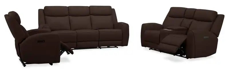 78 Top-Grain Genuine Leather Power Reclining Loveseat with Console - Silverado Chocolate Brown