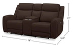 Causeuse inclinable électrique en cuir véritable pleine fleur 78 po avec console - Chocolat Silverado