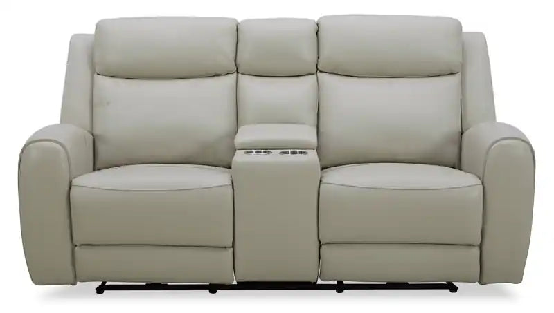 78 Top-Grain Genuine Leather Power Reclining Loveseat with Console - Silverado Chocolate Brown