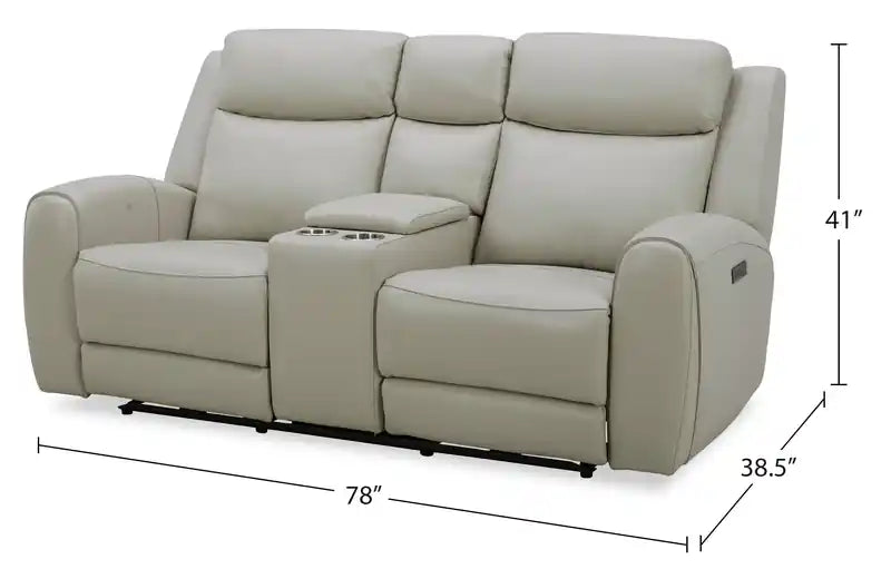 78 Top-Grain Genuine Leather Power Reclining Loveseat with Console - Silverado Chocolate Brown