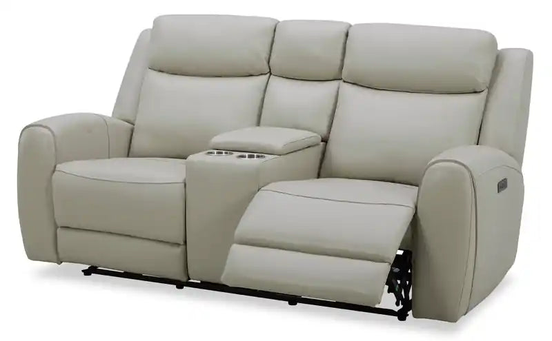 78 Top-Grain Genuine Leather Power Reclining Loveseat with Console - Silverado Chocolate Brown