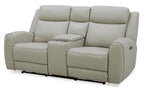 Causeuse inclinable électrique en cuir véritable pleine fleur 78 po avec console - Chocolat Silverado