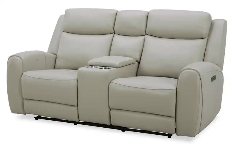 78 Top-Grain Genuine Leather Power Reclining Loveseat with Console - Silverado Chocolate Brown