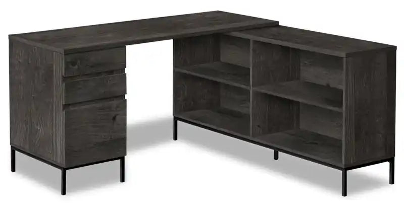 Sean 60 L-Shaped Office Desk with 3-Drawers & 4 Cubbies