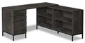 Sean 60 L-Shaped Office Desk with 3-Drawers & 4 Cubbies