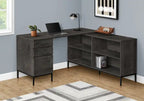 Bureau d'angle en L de 152 cm avec 3 tiroirs et 4 compartiments
