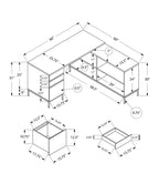 Bureau d'angle en L de 152 cm avec 3 tiroirs et 4 compartiments