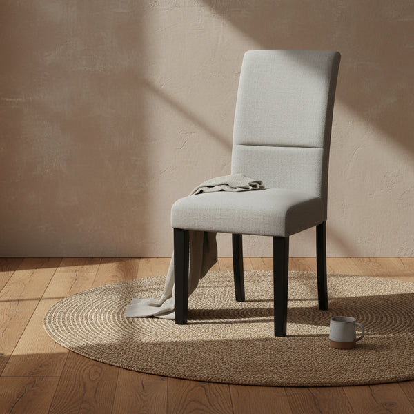 Chaise de salle à manger en tissu aspect lin