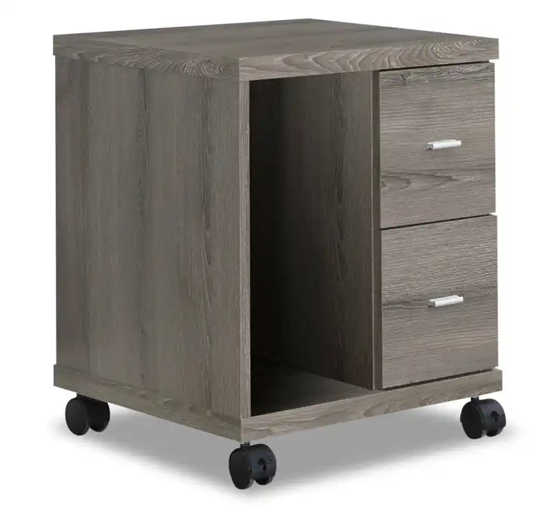 Willis 17.75 Filing Cabinet with 2-Drawers & Open Storage on Casters - Dark Taupe