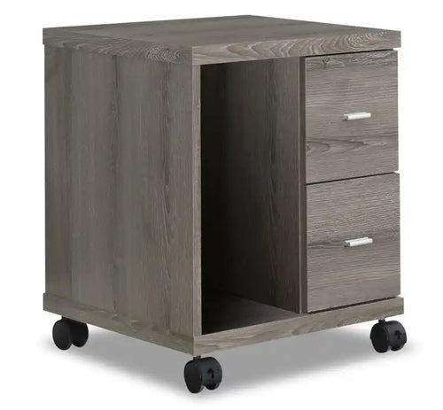 Willis 17.75 Filing Cabinet with 2-Drawers & Open Storage on Casters - Dark Taupe